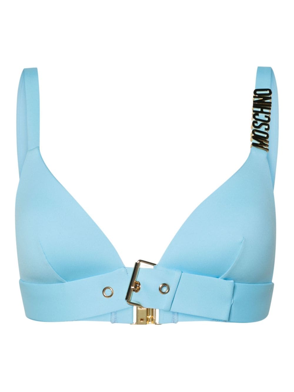 Moschino logo-lettering buckled bikini top - Blue von Moschino