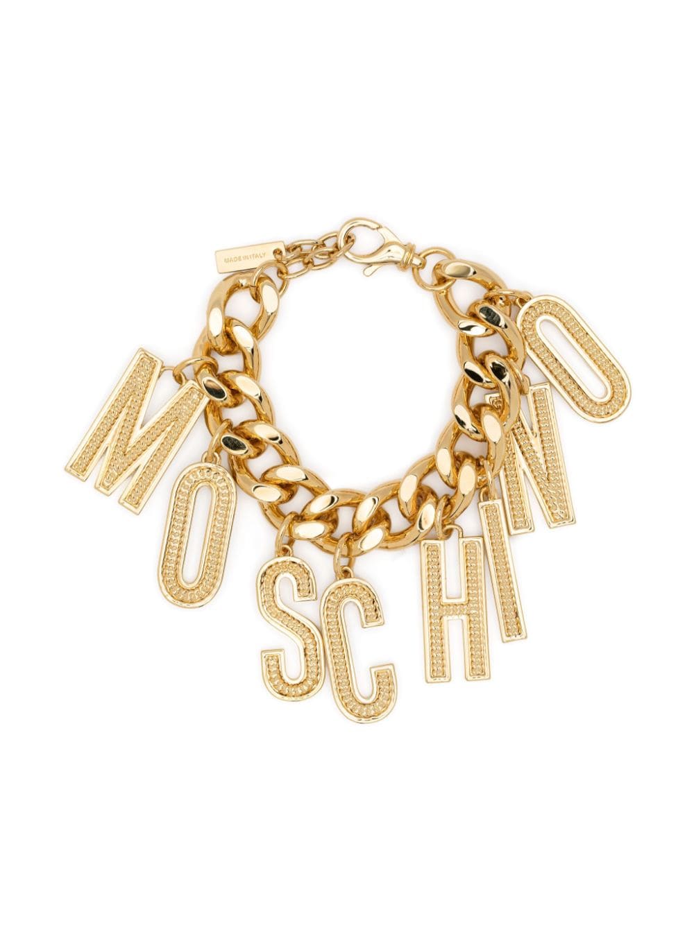 Moschino logo-lettering cuban-chain bracelet - Gold von Moschino