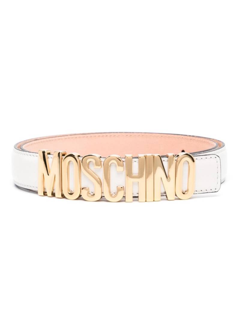 Moschino logo-lettering leather belt - Neutrals von Moschino