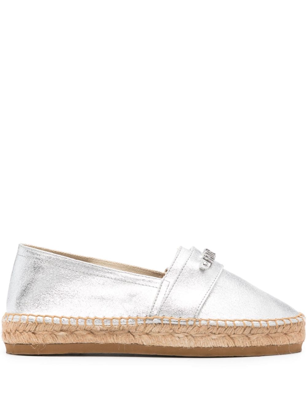 Moschino logo-lettering leather espadrilles - Silver von Moschino