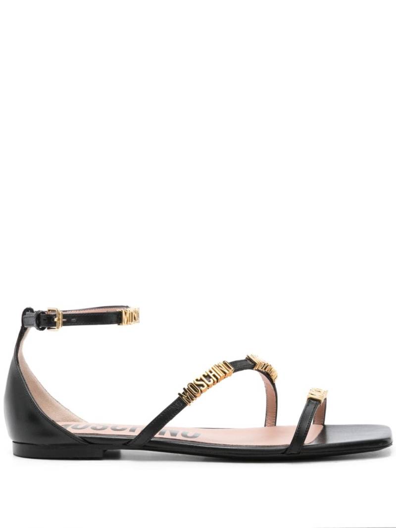 Moschino logo-lettering leather sandals - Black von Moschino