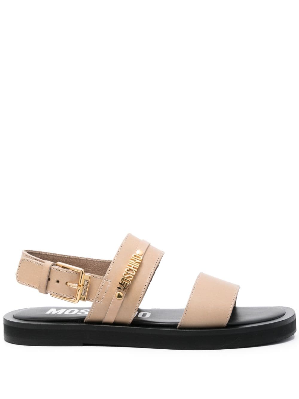 Moschino logo-lettering leather sandals - Neutrals von Moschino