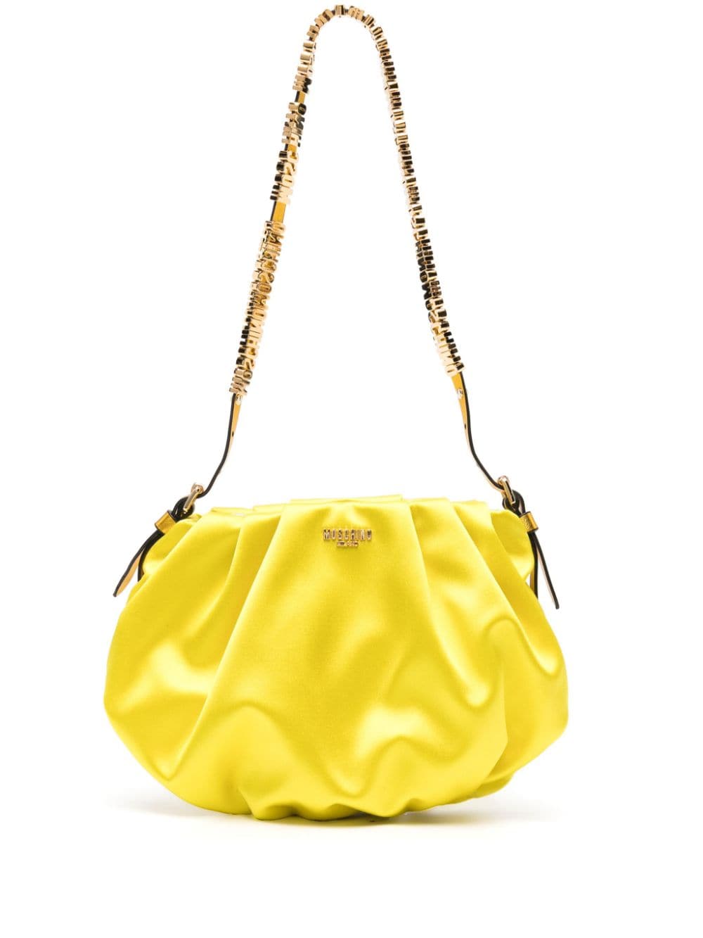 Moschino logo-lettering satin shoulder bag - Yellow von Moschino