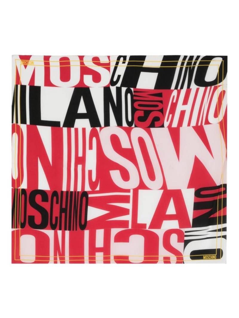 Moschino logo-lettering silk scarf - Pink von Moschino