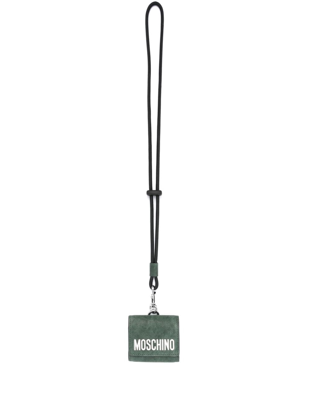 Moschino logo-lettering suede AirPods case - Green von Moschino