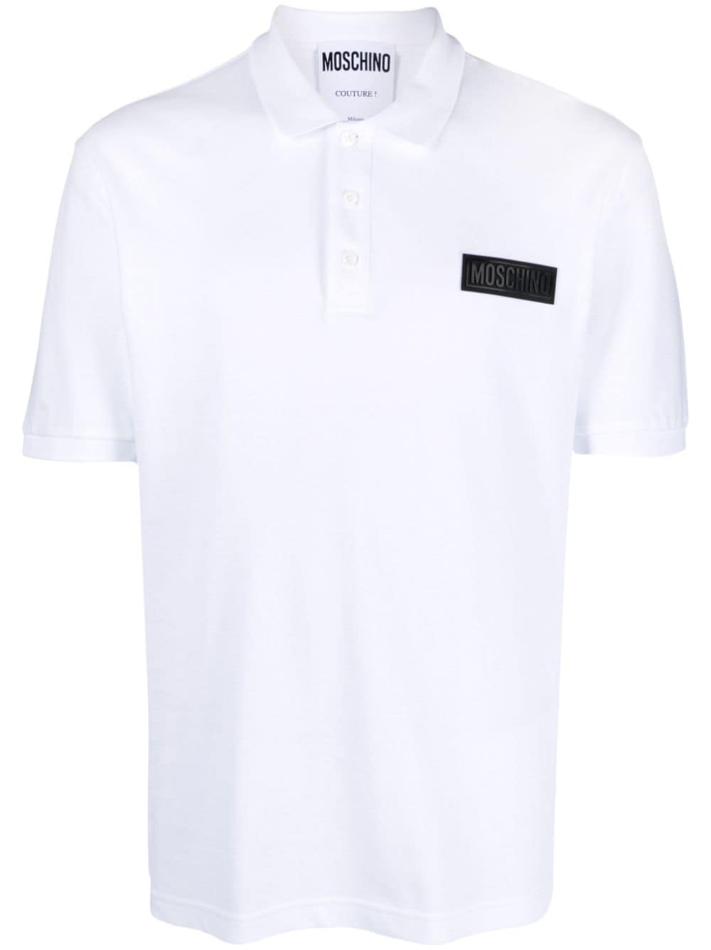 Moschino logo-patch cotton polo shirt - White von Moschino