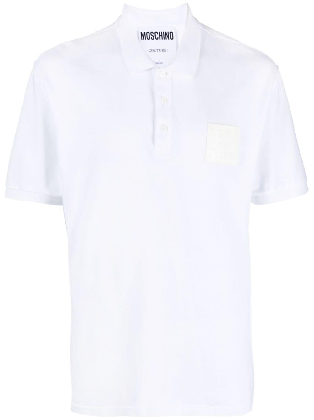 Moschino logo-patch cotton polo shirt - White von Moschino