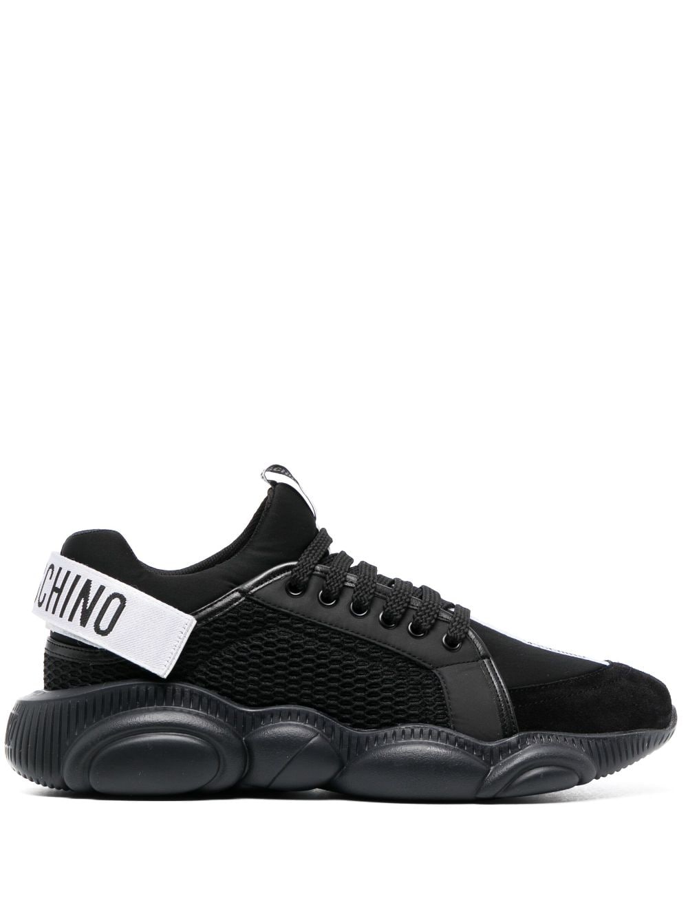 Moschino logo-patch leather sneakers - Black von Moschino