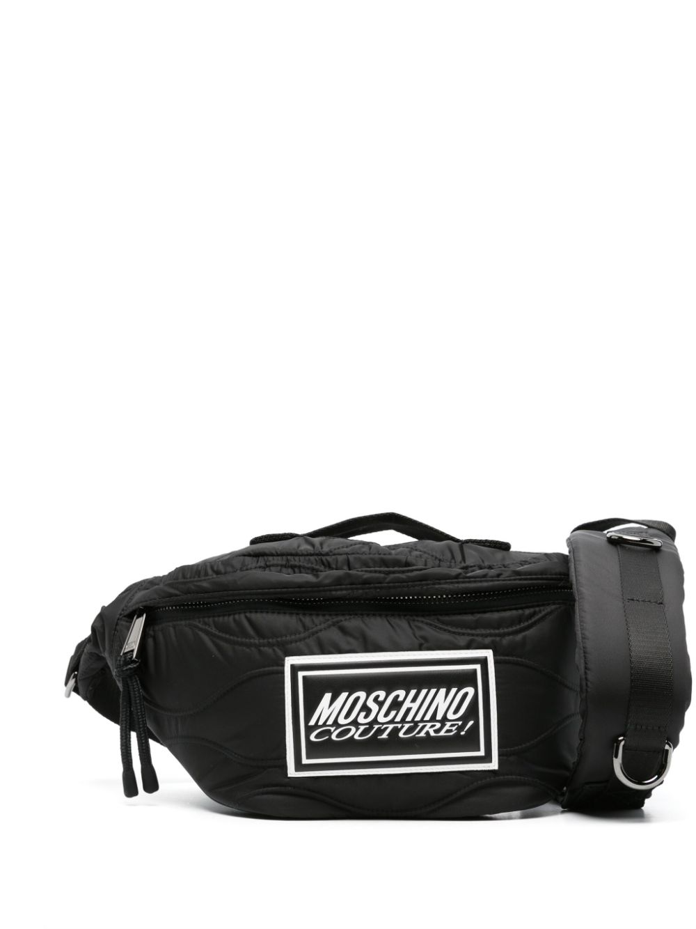 Moschino logo-patch quilted messenger bag - Black von Moschino