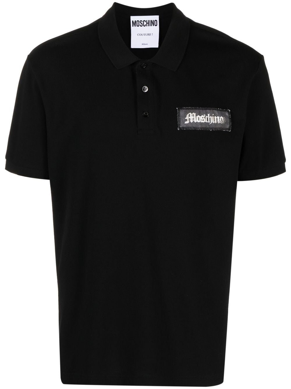 Moschino logo-patch short-sleeve cotton polo shirt - Black von Moschino