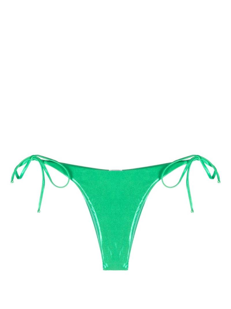 Moschino logo-patch side-tie bikini bottoms - Green von Moschino