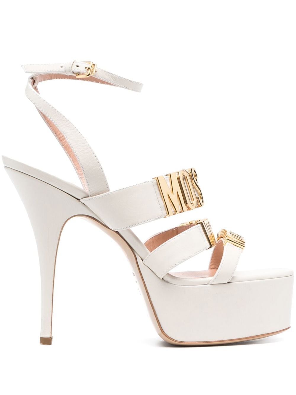 Moschino logo-plaque 120mm platform sandals - Neutrals von Moschino