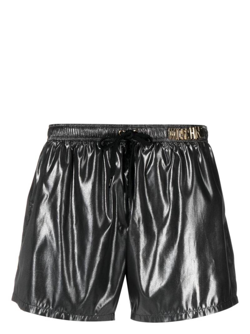 Moschino logo-plaque metallic beach shorts - Black von Moschino