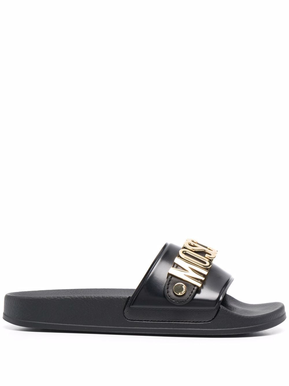 Moschino logo-plaque slides - Black von Moschino