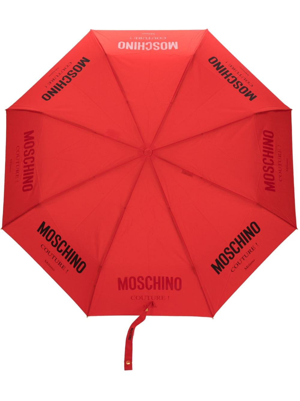 Moschino logo-print compact umbrella - Red von Moschino