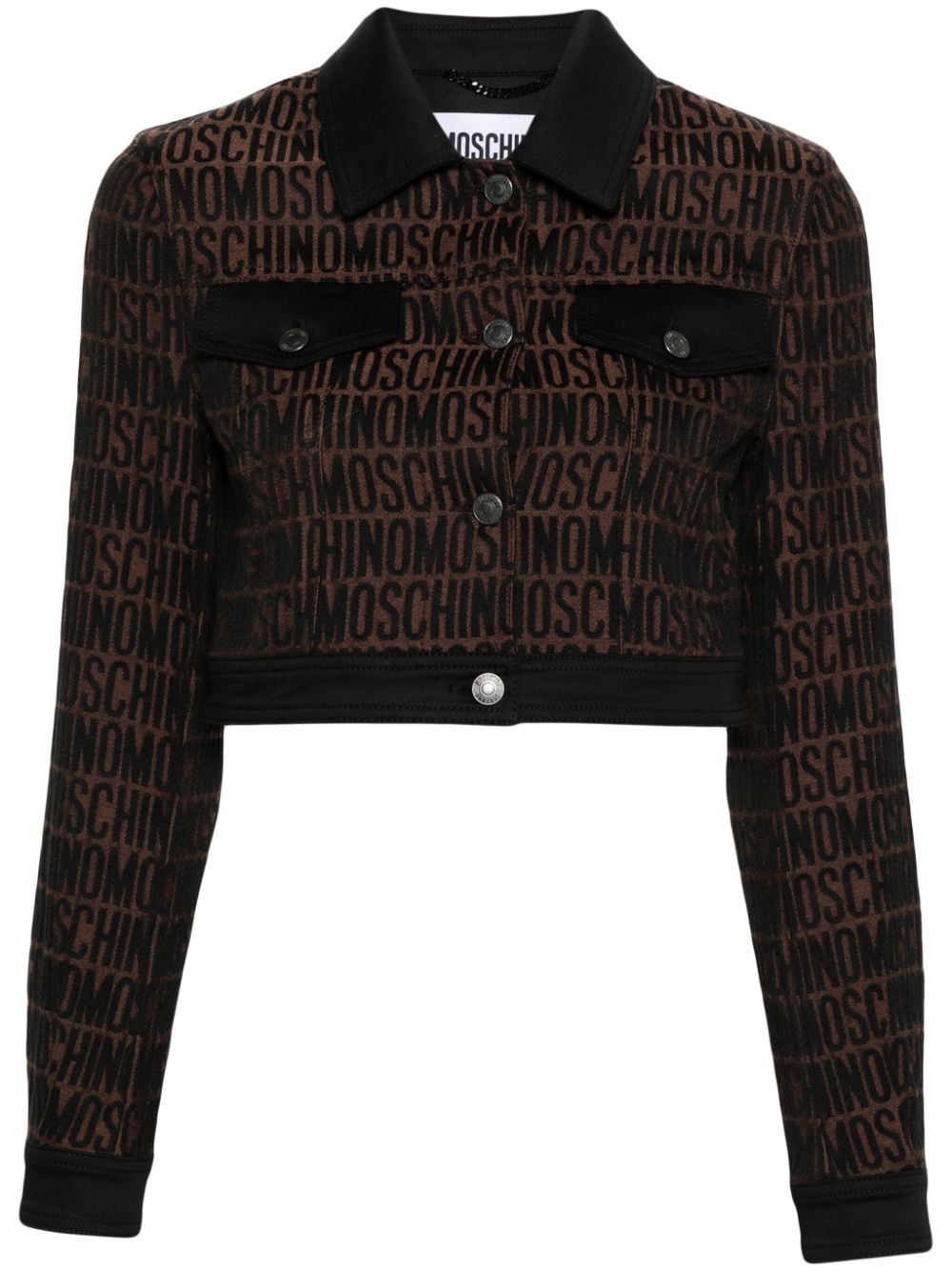 Moschino logo-print cotton-blend cropped jacket - Brown von Moschino
