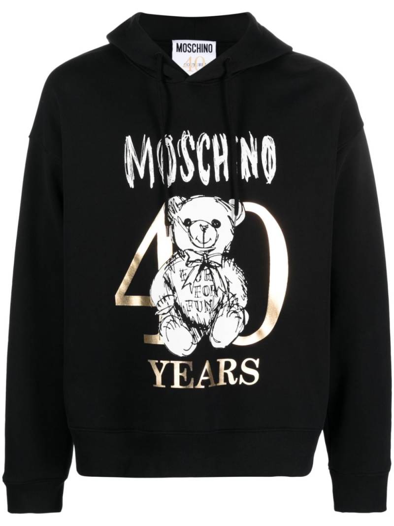 Moschino logo-print cotton hoodie - Black von Moschino