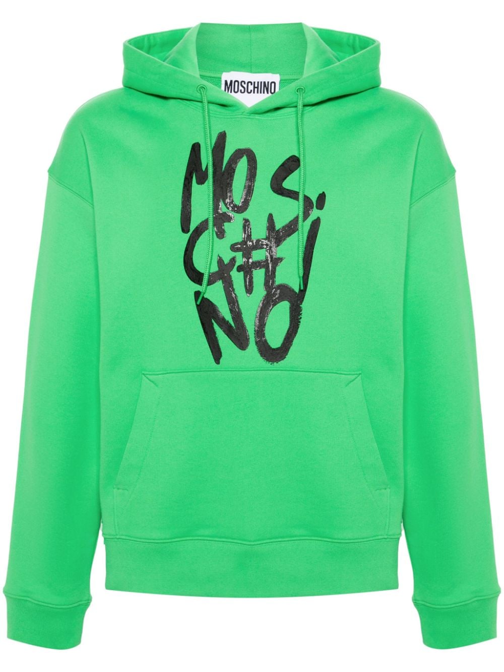 Moschino logo-print cotton hoodie - Green von Moschino