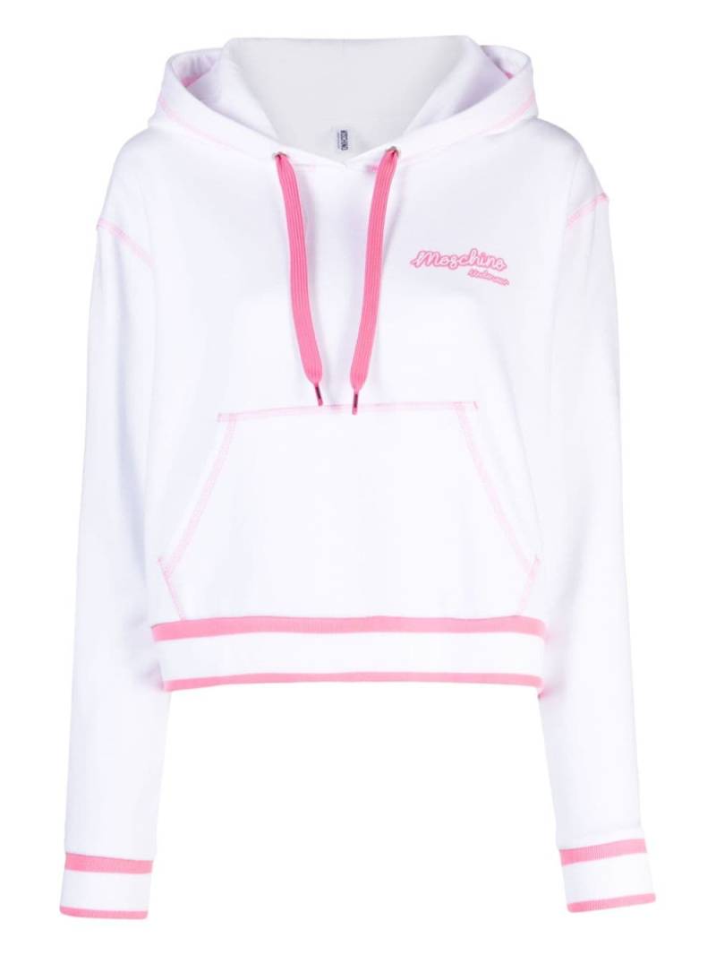 Moschino logo-print cotton hoodie - White von Moschino