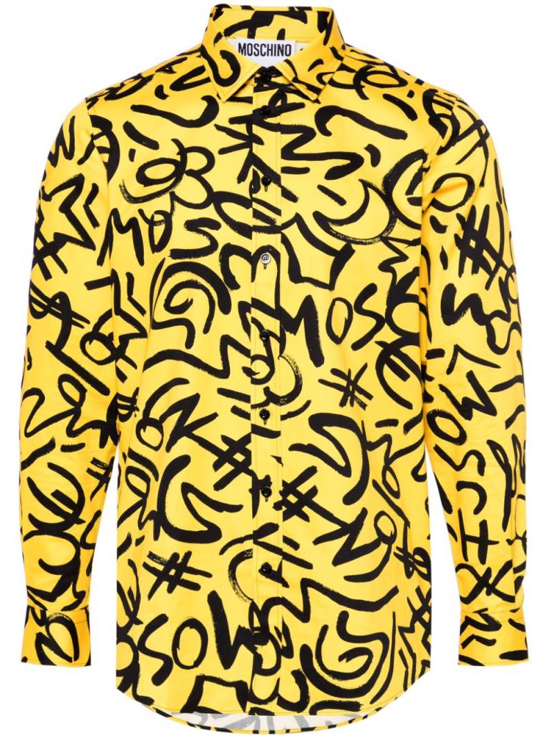 Moschino logo-print cotton shirt - Yellow von Moschino