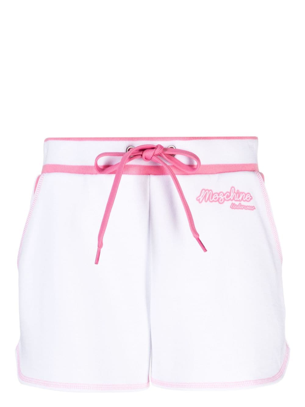 Moschino logo-print cotton track shorts - White von Moschino