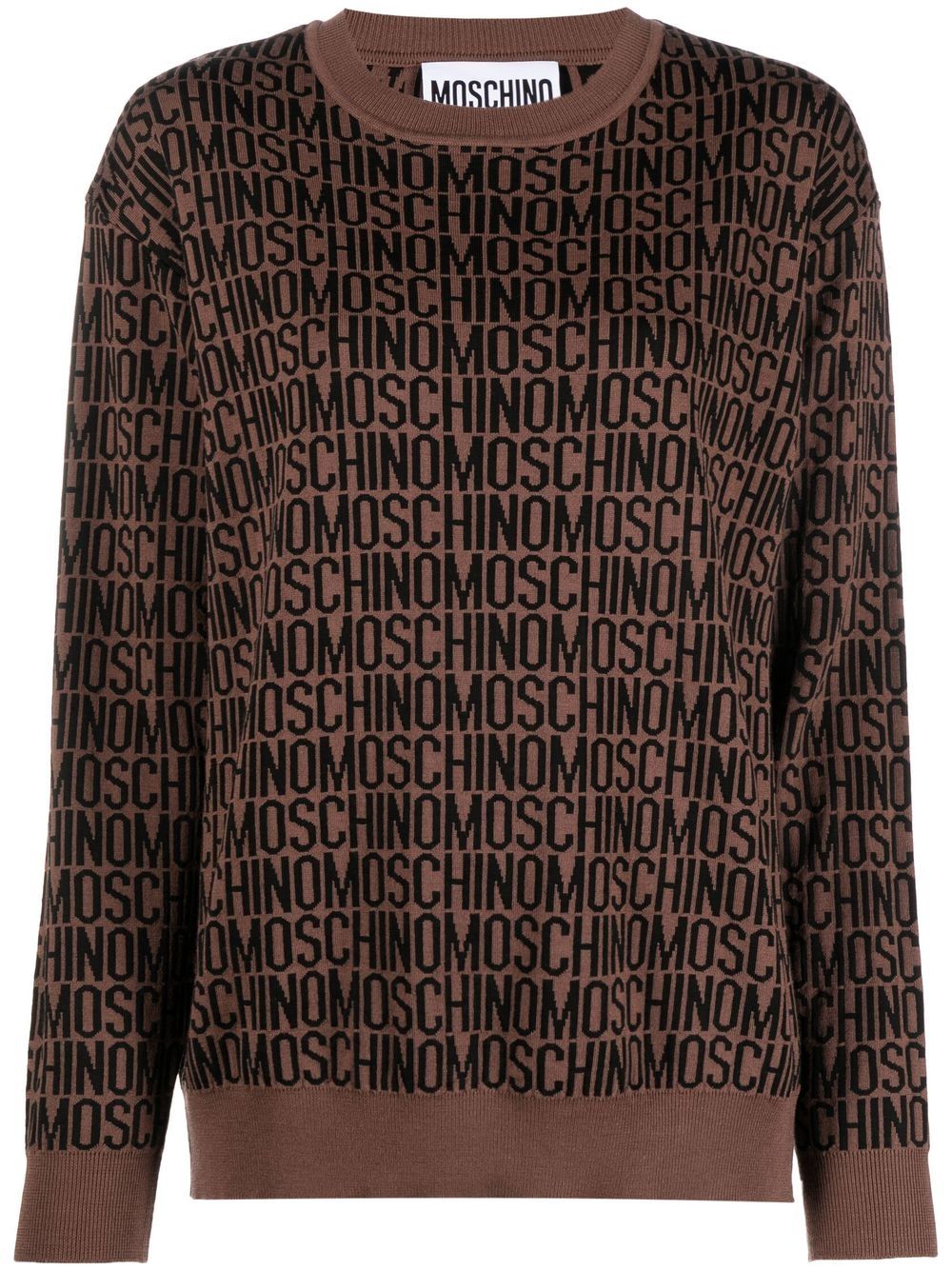 Moschino logo-print crew neck sweatshirt - Brown von Moschino