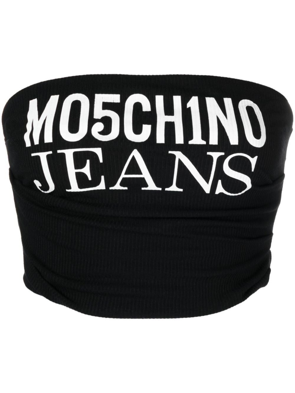 MOSCHINO JEANS logo-print draped cropped top - Black von MOSCHINO JEANS