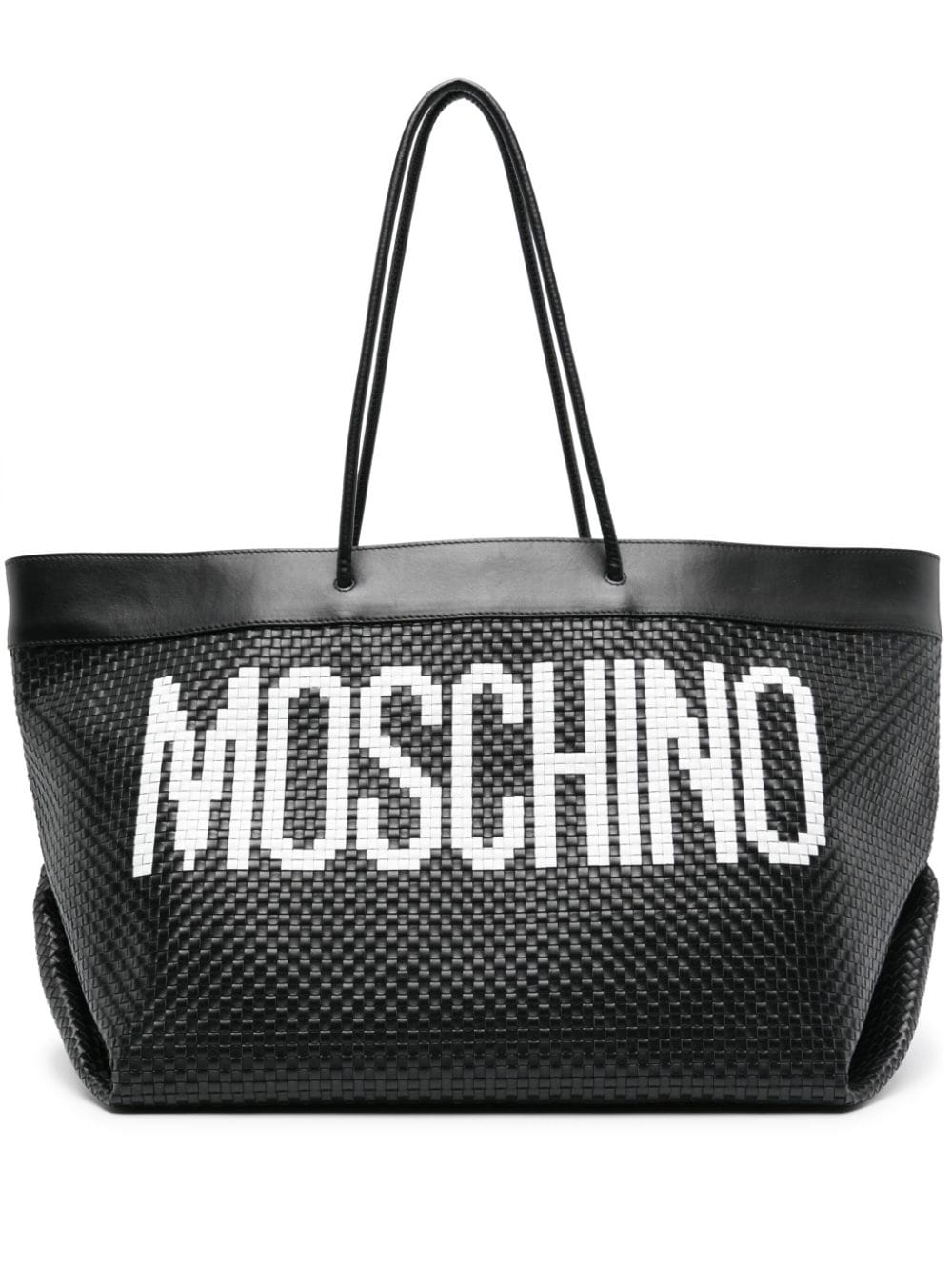 Moschino logo-print interwoven leather tote bag - Black von Moschino