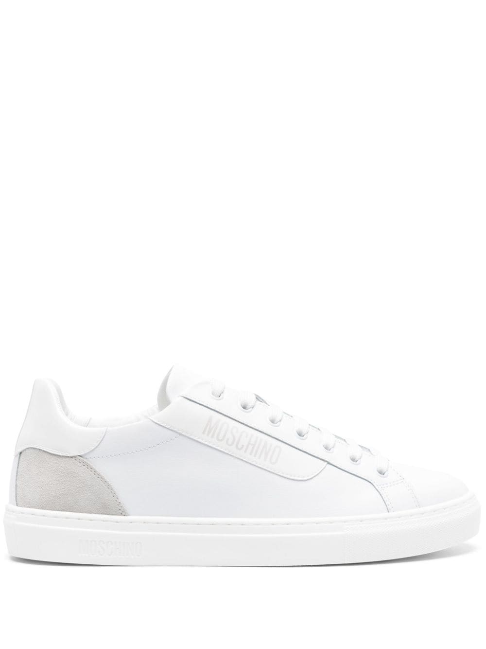 Moschino logo-print leather trainers - White von Moschino