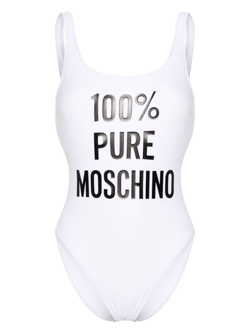 Moschino logo-print open-back swimsuit - White von Moschino