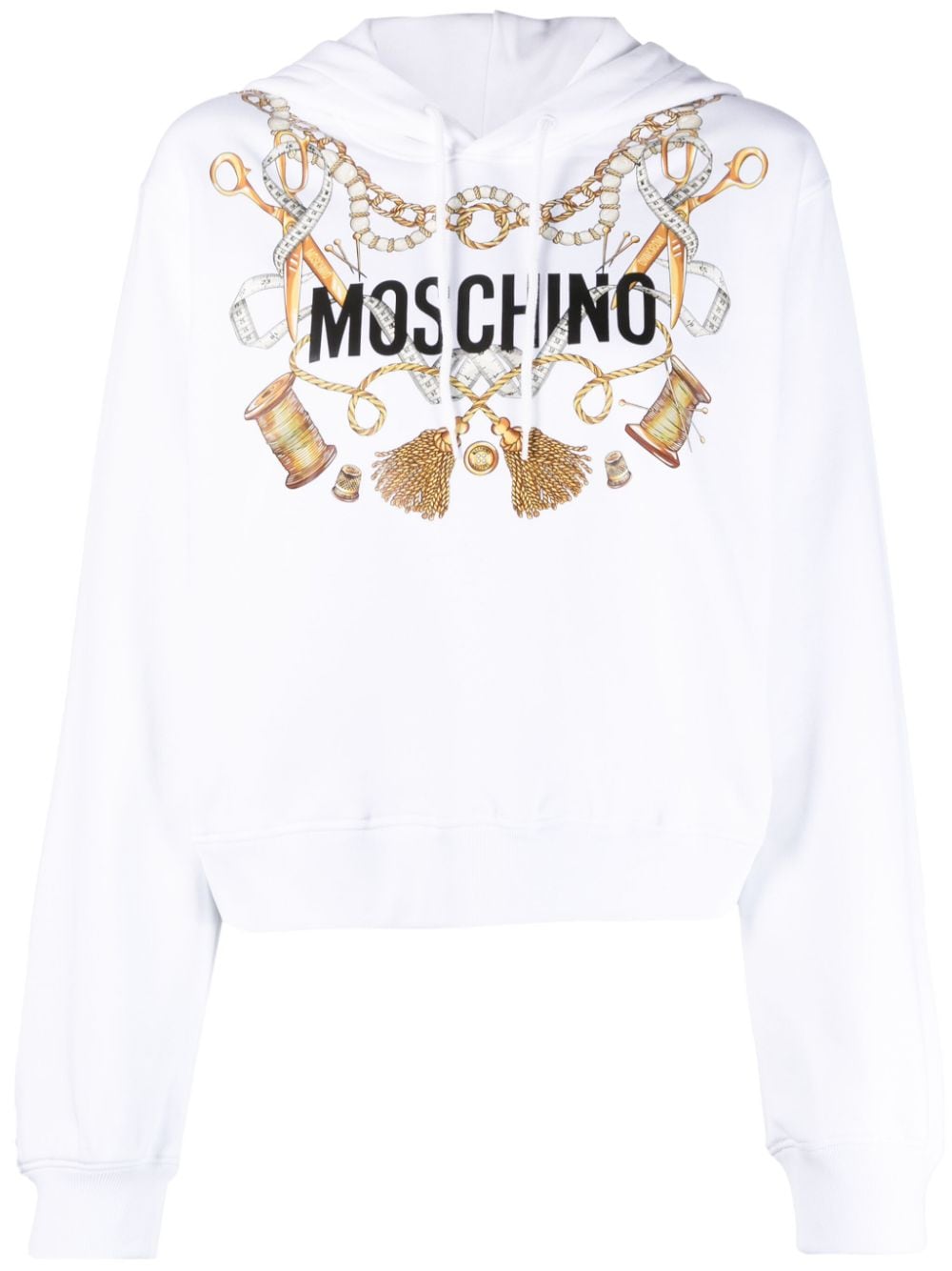 Moschino logo-print organic cotton hoodie - White von Moschino