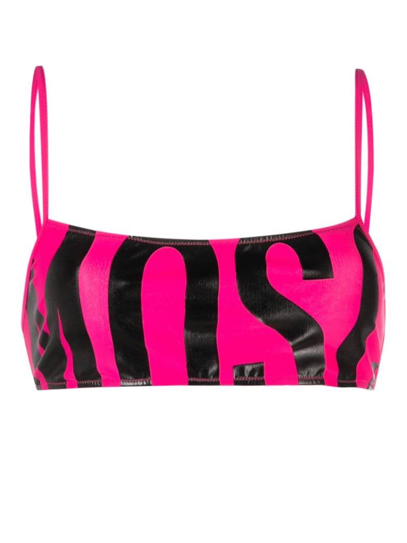 Moschino logo print square-neck bikini top - Pink von Moschino