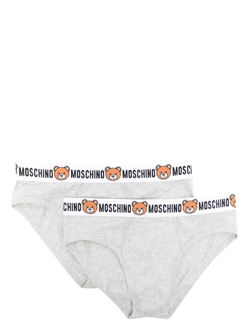 Moschino logo-print strap cotton-blend briefs - Grey von Moschino