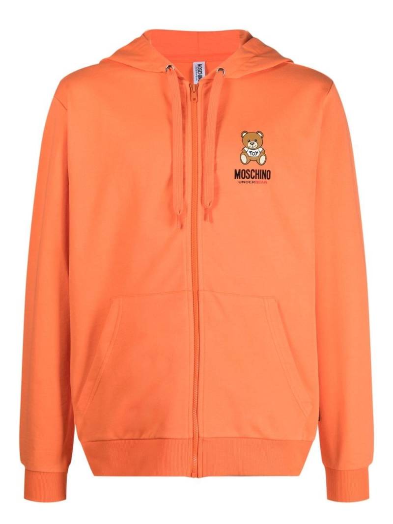 Moschino logo-print zipped hoodie - Orange von Moschino