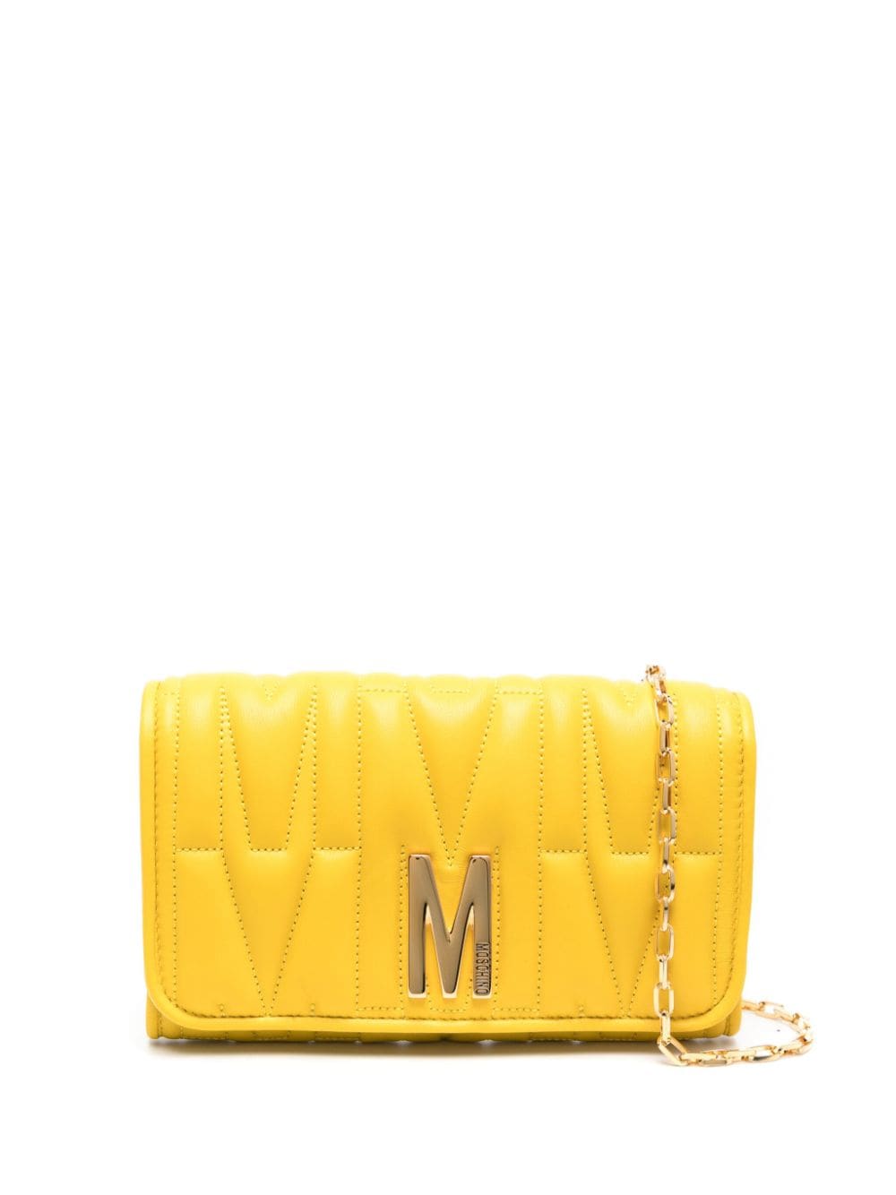 Moschino logo-quilted crossbody bag - Yellow von Moschino