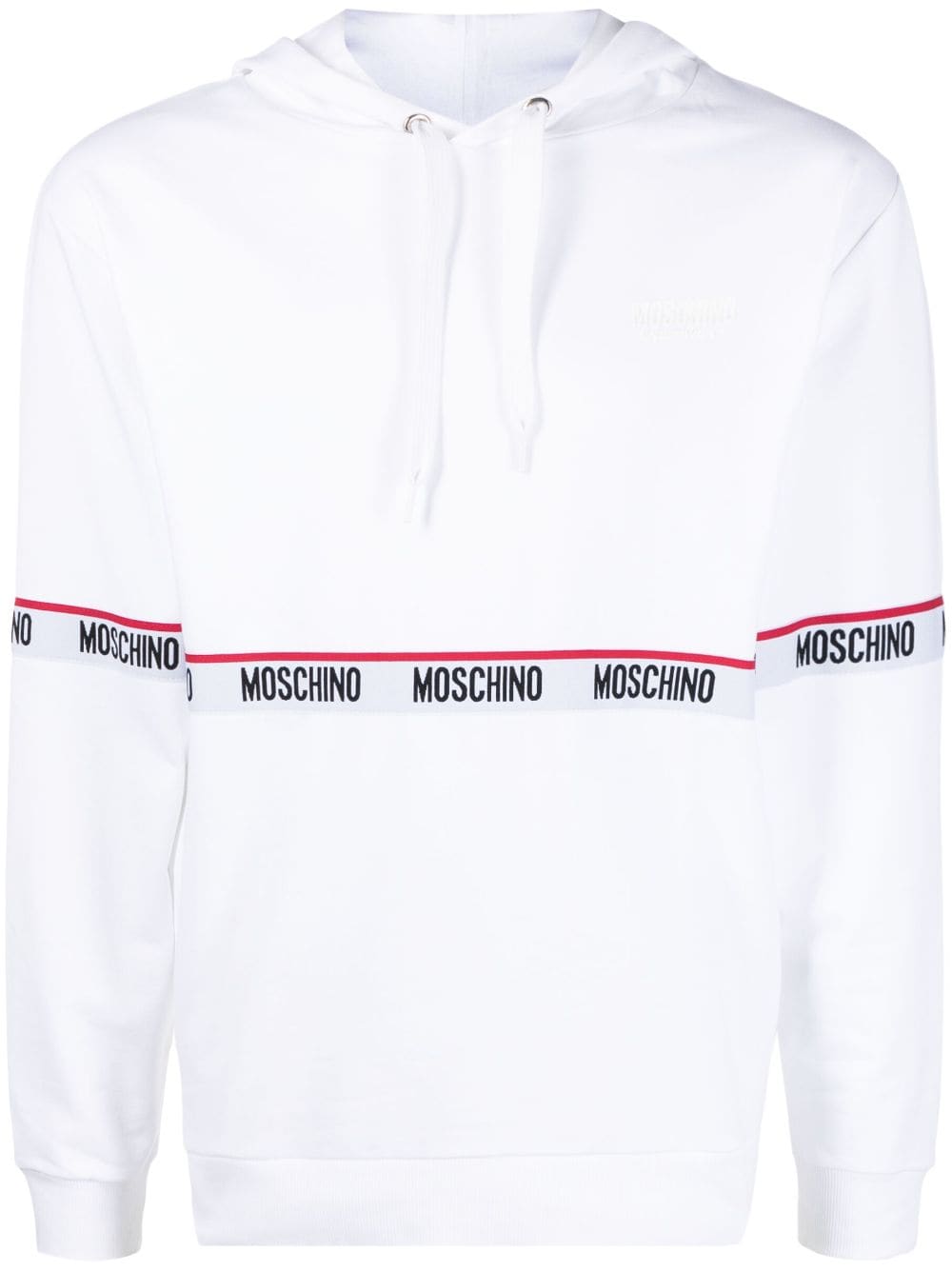 Moschino logo-tape pullover hoodie - White von Moschino