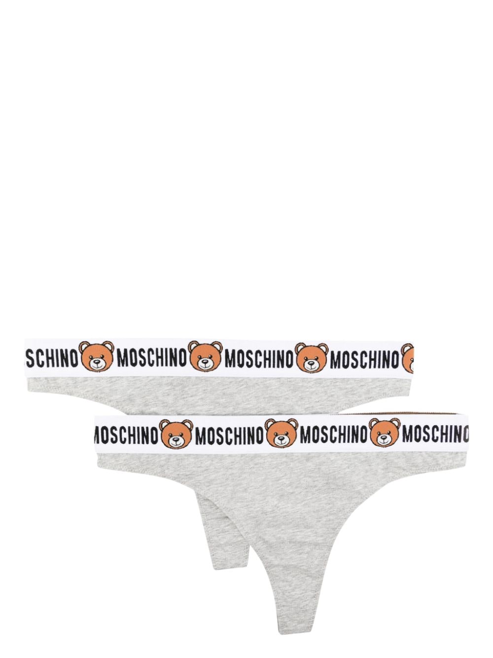 Moschino logo-waistband cotton-blend thongs (pack of two) - Grey von Moschino