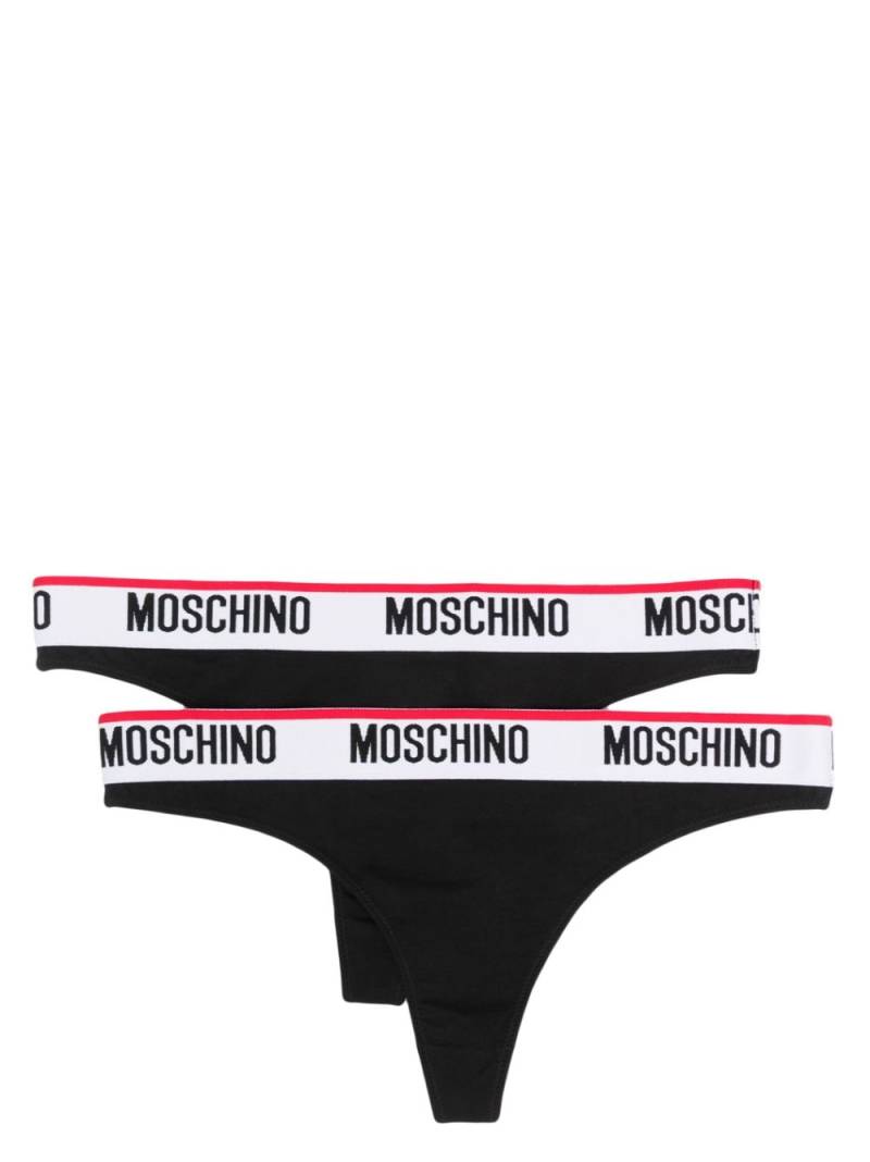 Moschino logo-waistband jersey thong - Black von Moschino