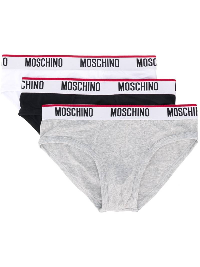 Moschino logo waistband three-pack briefs - Grey von Moschino