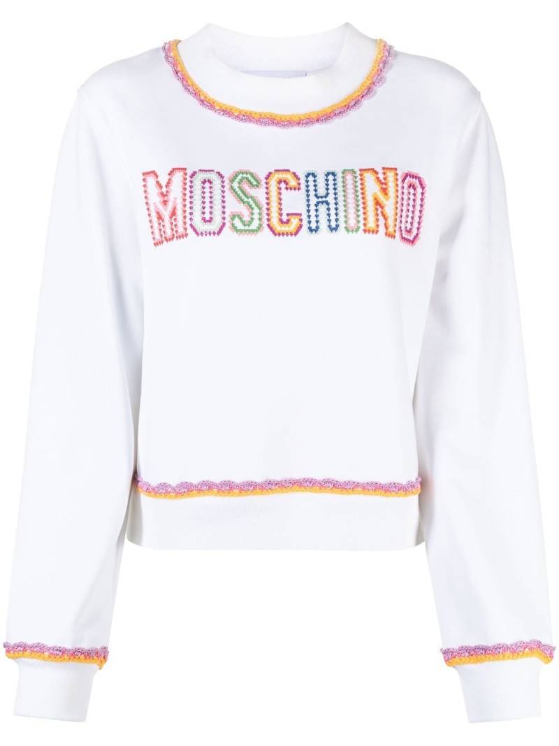 Moschino macramé-trim cotton sweatshirt - White von Moschino