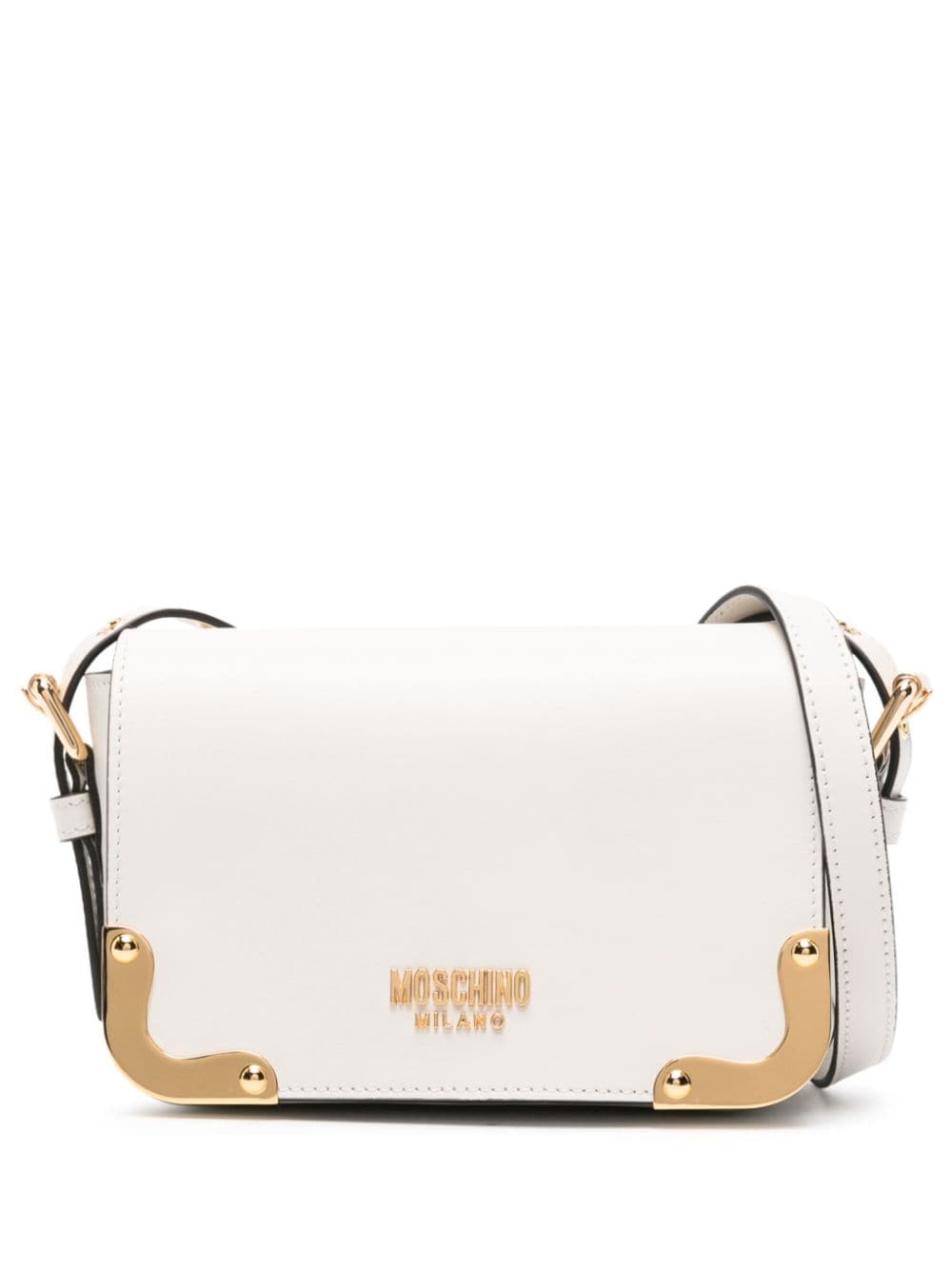 Moschino metal-corners leather crossbody bag - White von Moschino