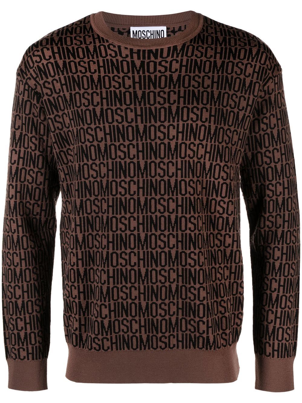 Moschino monogram-jacquard crew neck jumper - Brown von Moschino