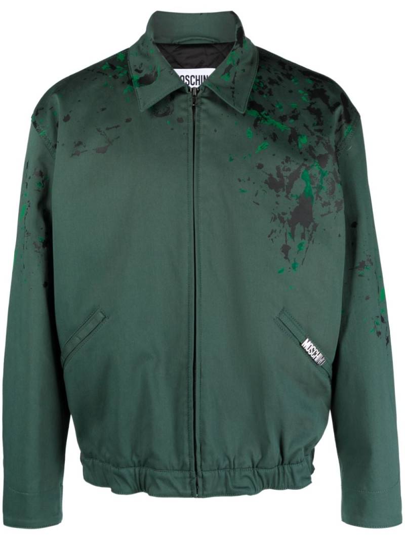 Moschino paint splatter-detail bomber jacket - Green von Moschino