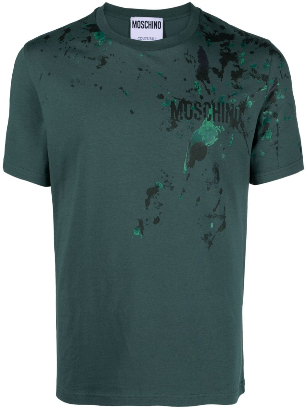 Moschino paint-splatter logo-print T-shirt - Green von Moschino