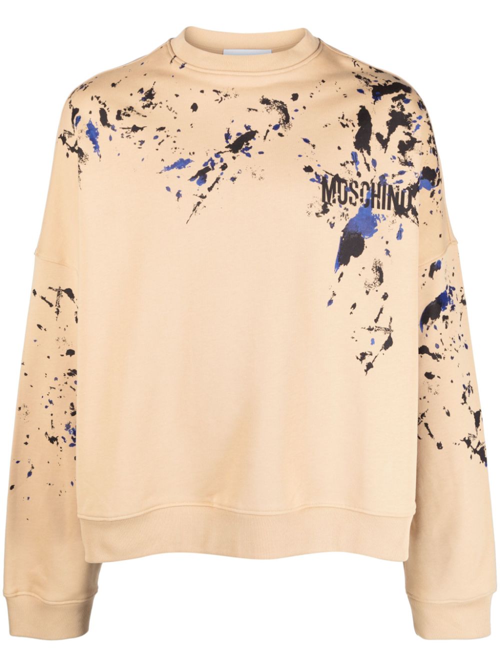 Moschino paint-splatter logo-print sweatshirt - Neutrals von Moschino
