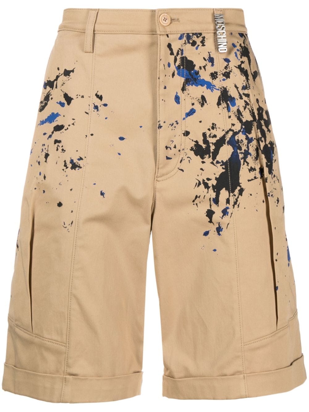 Moschino painterly-print cotton shorts - Brown von Moschino