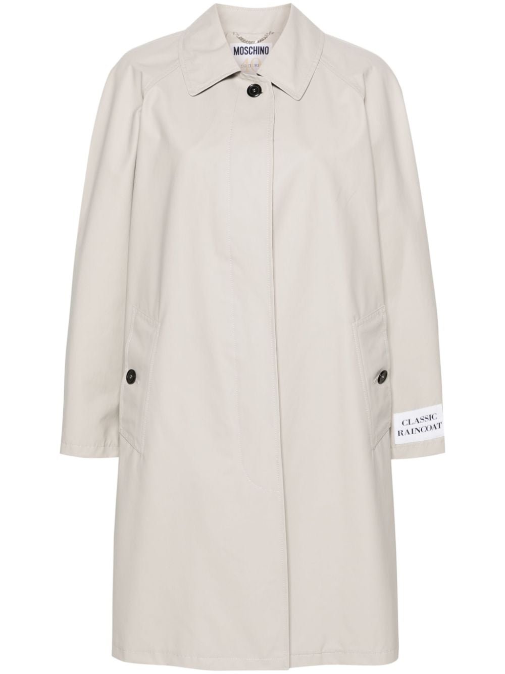 Moschino patch-detail midi trench coat - Neutrals von Moschino