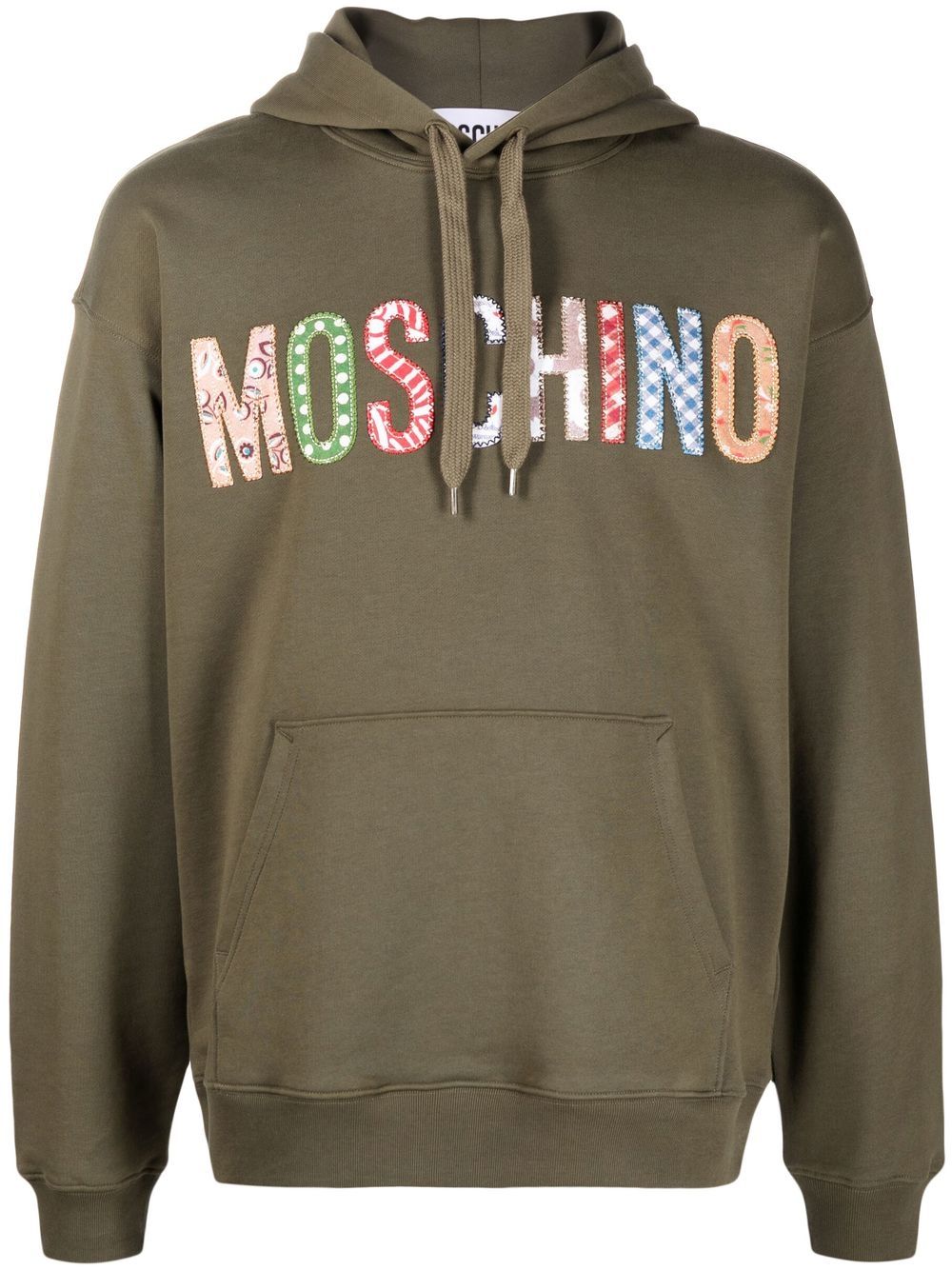 Moschino patchwork-logo drawstring hoodie - Green von Moschino