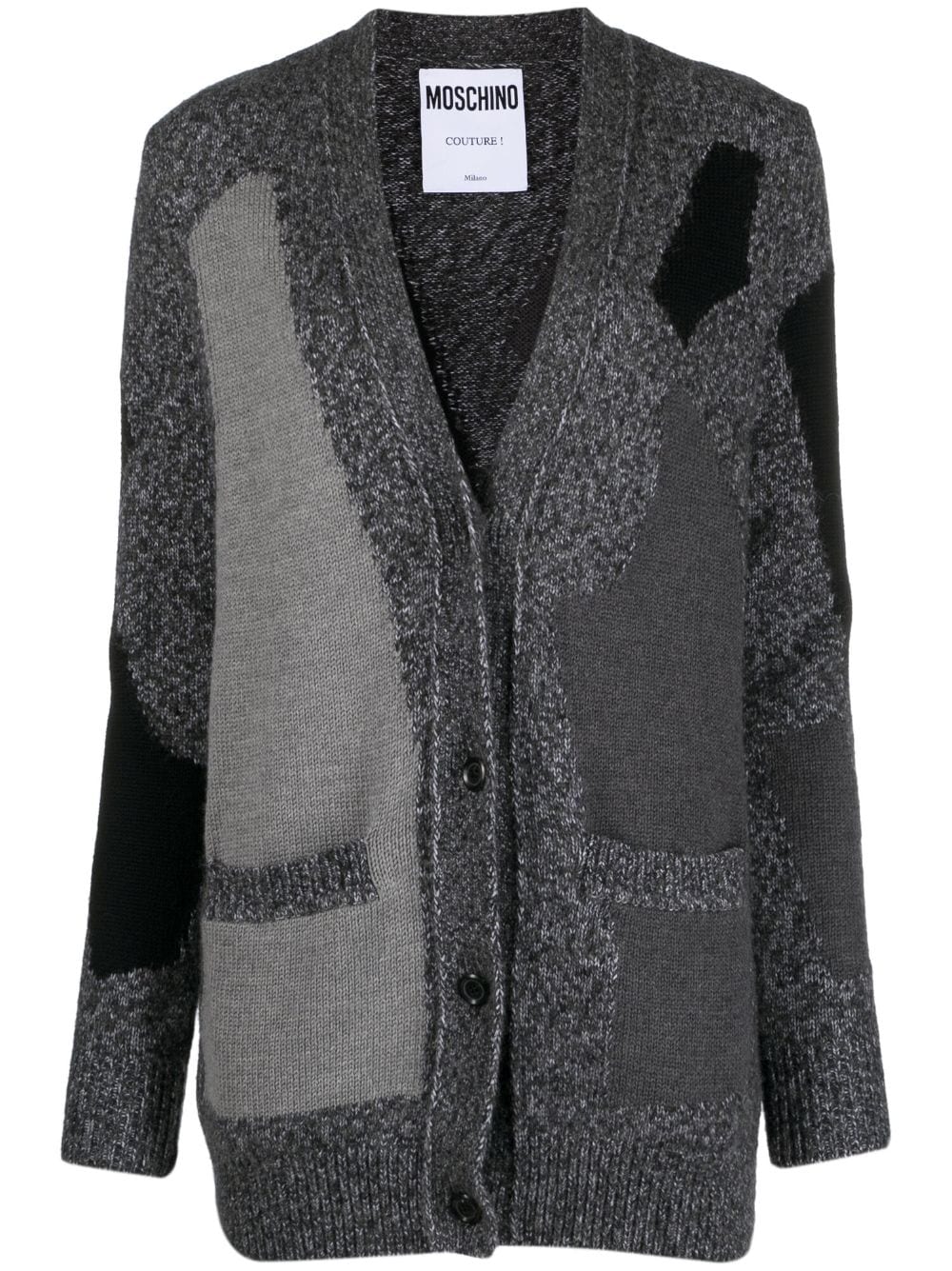 Moschino patterned intarsia-knit cardigan - Grey von Moschino