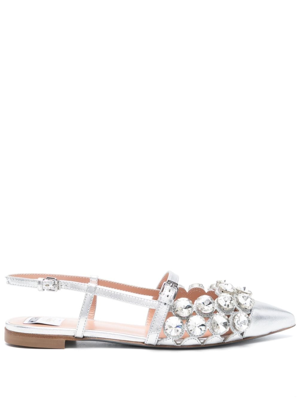 Moschino rhinestone-embellished ballerina shoes - Silver von Moschino